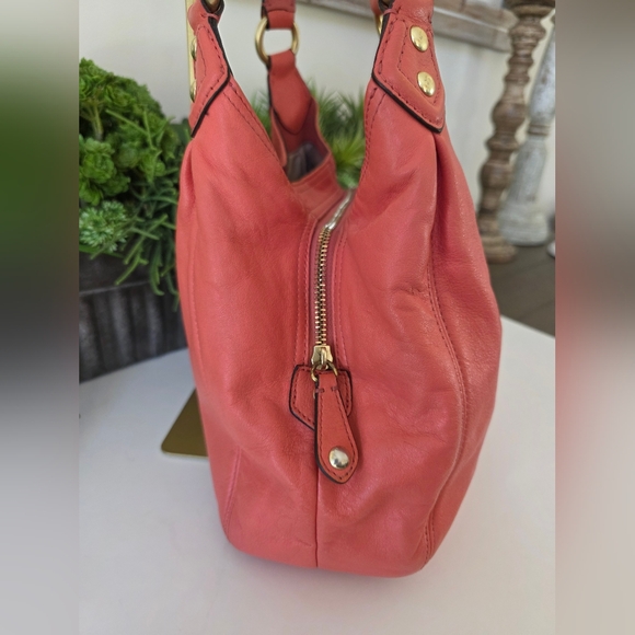 Coach Ashley Leather Hobo Bag Tea Rose/Coral + NWT Coach 100% Silk Twilly - Picture 7 of 16